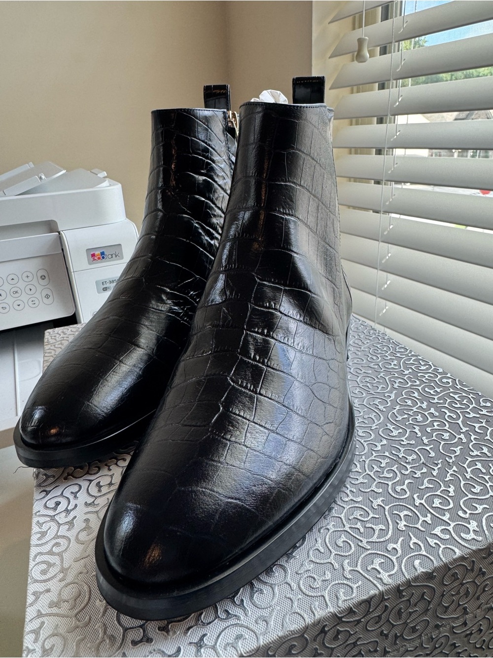 Club Monaco Trycia Black Croc-Embossed Chelsea Bootie Size 36 - New